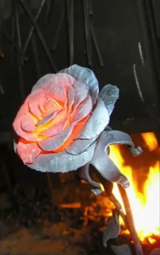 Metallrose im Feuer